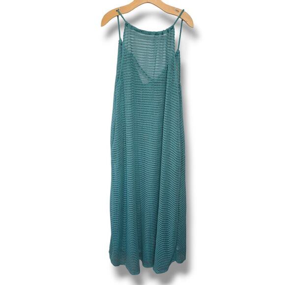 Haute Hippie Dresses & Skirts - Haute Hippie women's Blue Crochet Maxi Dress Beach Boho Rope Straps Pockets